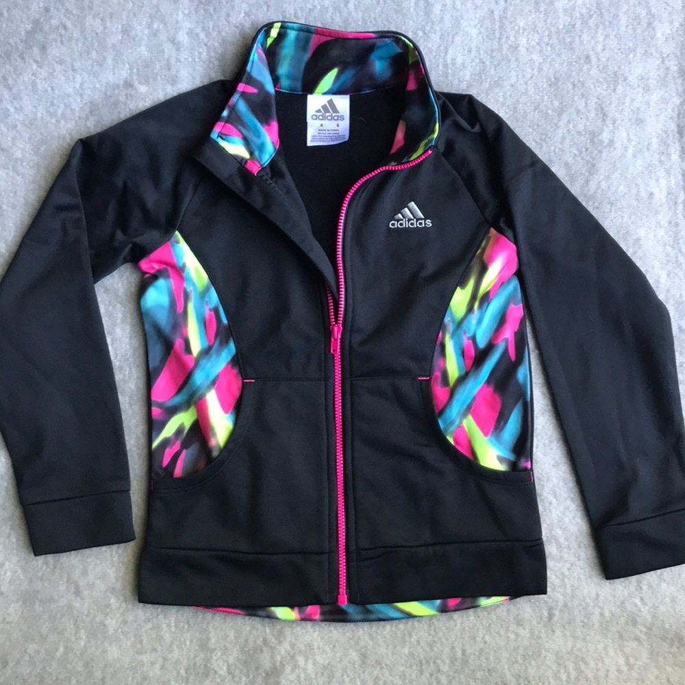 Adidas little girl zip up light weight jacket